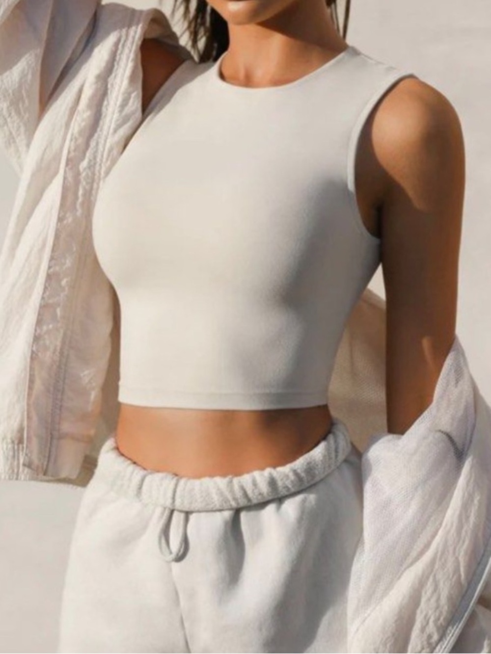 ♡ Joah Brown Sleeveless Crop Tank Sueded Yuma Second Skin